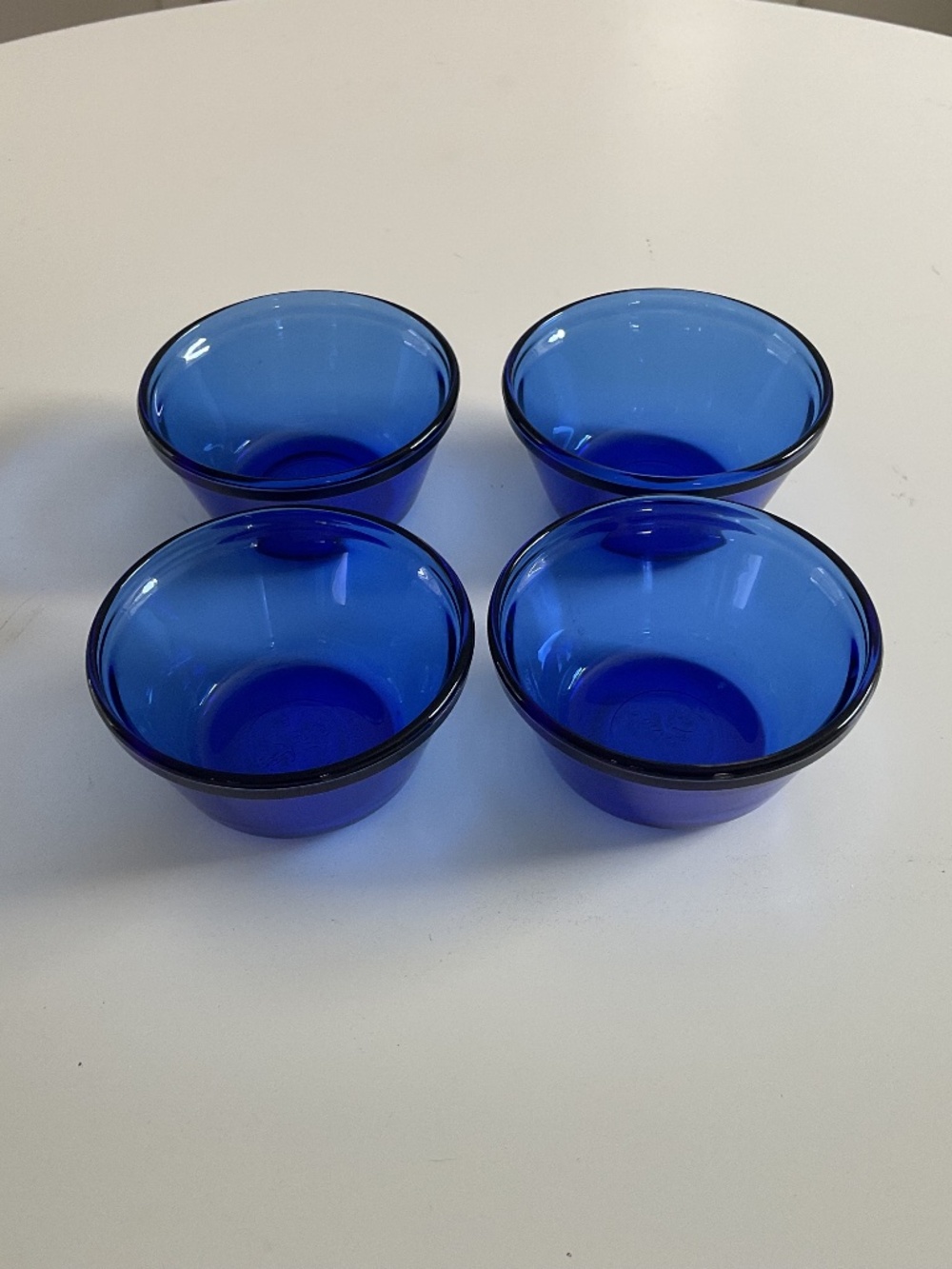 Set of 4 Anchor Hocking Cobalt Blue Glass Custard Cups Ramekins Bowls 6oz
